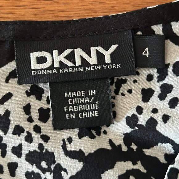 NWT DKNY Black White Leopard Print Silk Blend Ruffled Tiered Mini Dress Size 4 - Picture 6 of 16